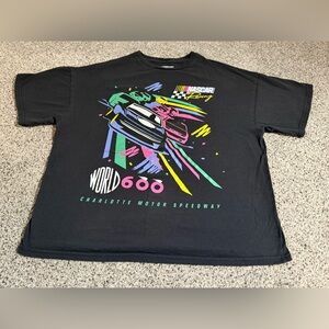 NASCAR Racing World 600 Charlotte Motor Speedway Black Graphic T-Shirt Men’s XS